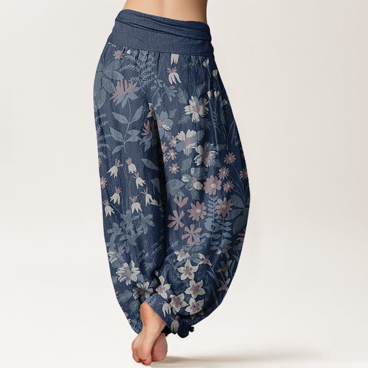 Buddha Stones Casual Daisy Flowers Leaves Design Women's Elastic Waist Harem Pants - image 9