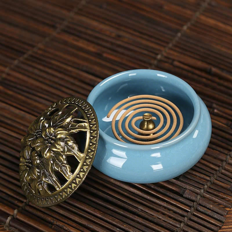 Buddha Stones Colorful Ceramic Incense Burner - image 8