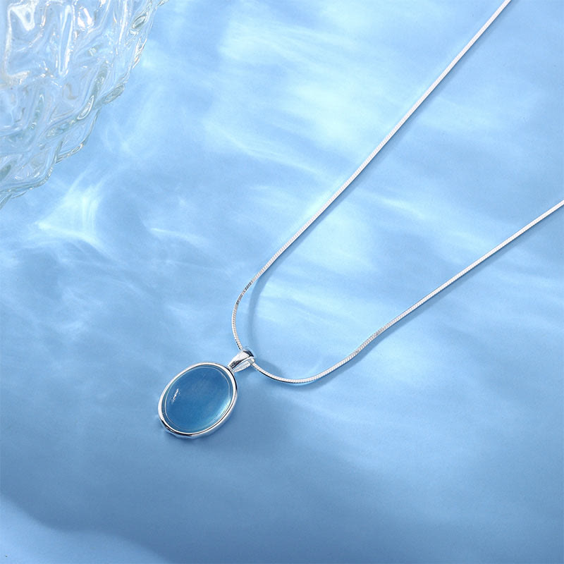 Buddha Stones 925 Sterling Silver Aquamarine Healing Clavicle Chain Necklace Pendant - image 9