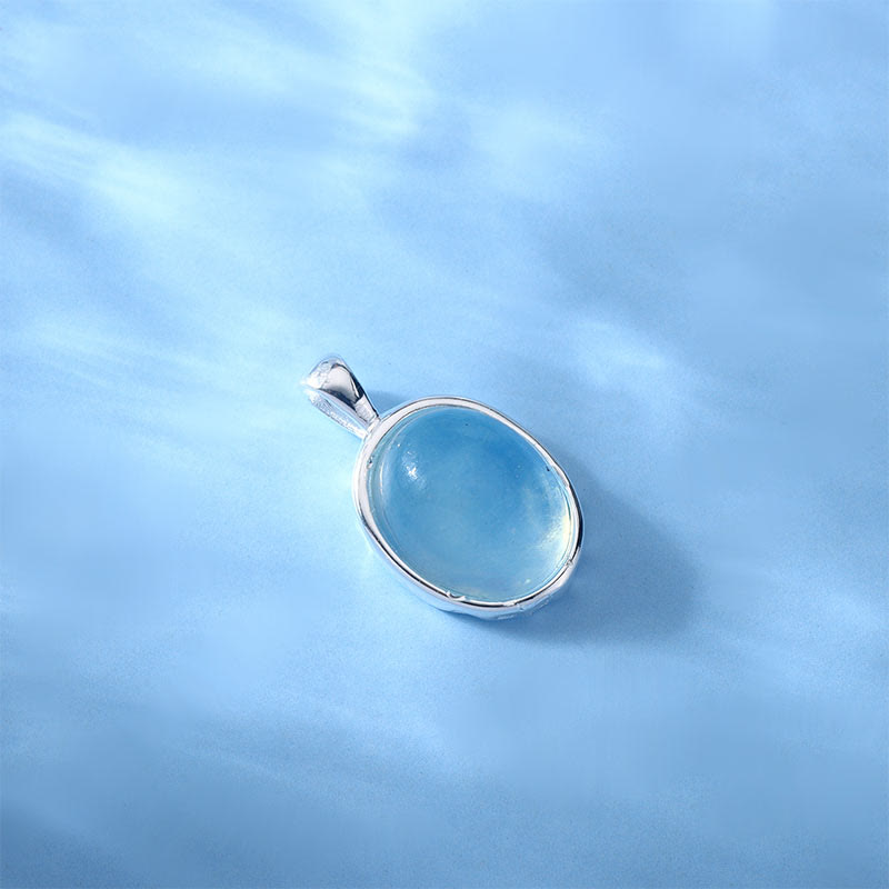 Buddha Stones 925 Sterling Silver Aquamarine Healing Clavicle Chain Necklace Pendant - image 11