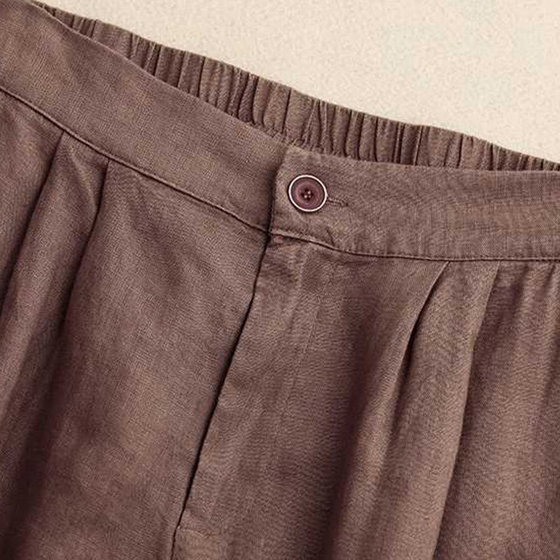 Buddha Stones Summer Casual Solid Color Zipper Button Acrylic Fiber Frog Button Women's Shorts With Pockets - image 1