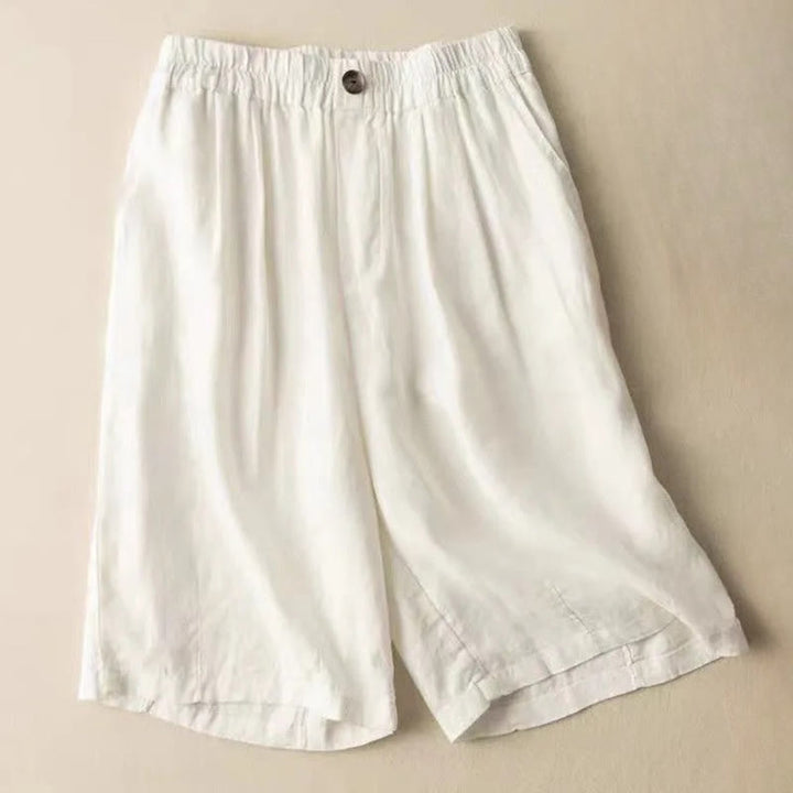 Buddha Stones Summer Casual Plain Button Cotton Linen Women's Shorts With Pockets - White - US8-10，UK/AU12-14，EU40-42 (3XL) - image 8
