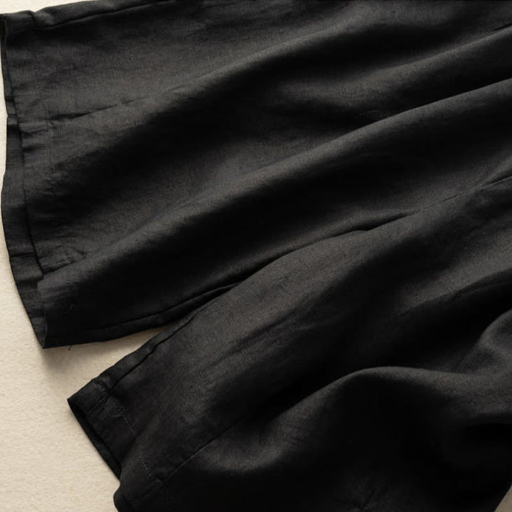 Buddha Stones Summer Casual Plain Button Cotton Linen Women's Shorts With Pockets - image 15