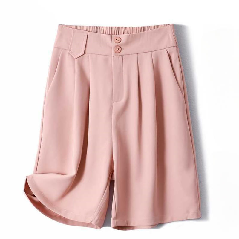 Buddha Stones Summer Casual Zipper Button Loose Plain Cotton Linen Women's Shorts With Pockets - MistyRose - US8-10，UK/AU12-14，EU40-42 (2XL) - image 14