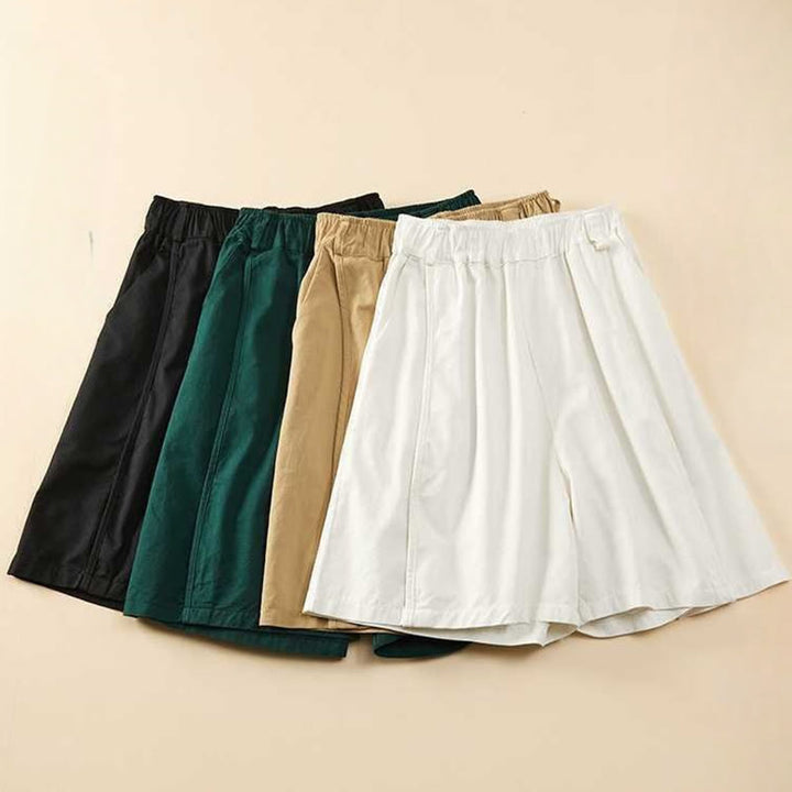 Buddha Stones Summer Casual Loose Plain Cotton Women's Shorts With Pockets - image 28