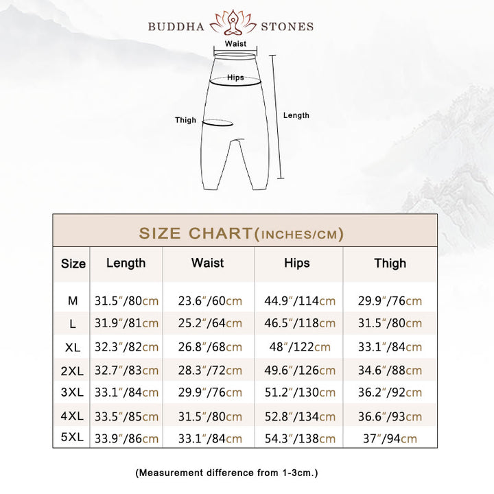 Buddha Stones Flowers Leaves Brown Blue Painting Print Cotton Men's Long Cropped Harem Pants With Pockets - image 12