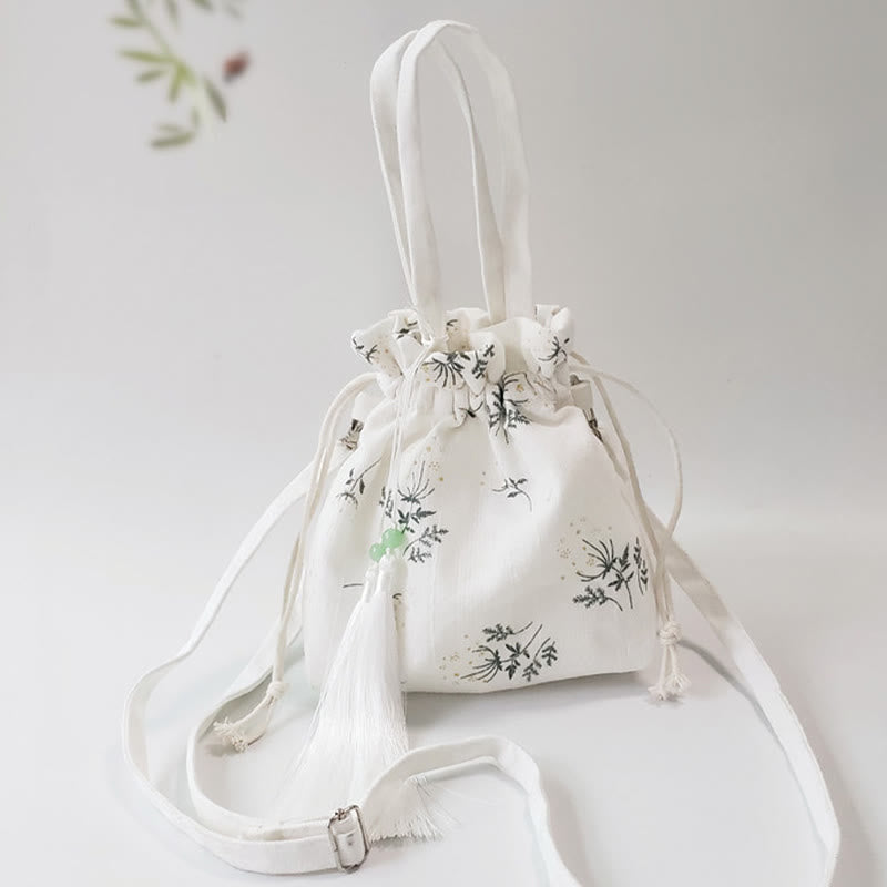 Buddha Stones White Flowers Green Leaves Canvas Tote Crossbody Bag Shoulder Bag Handbag - image 14