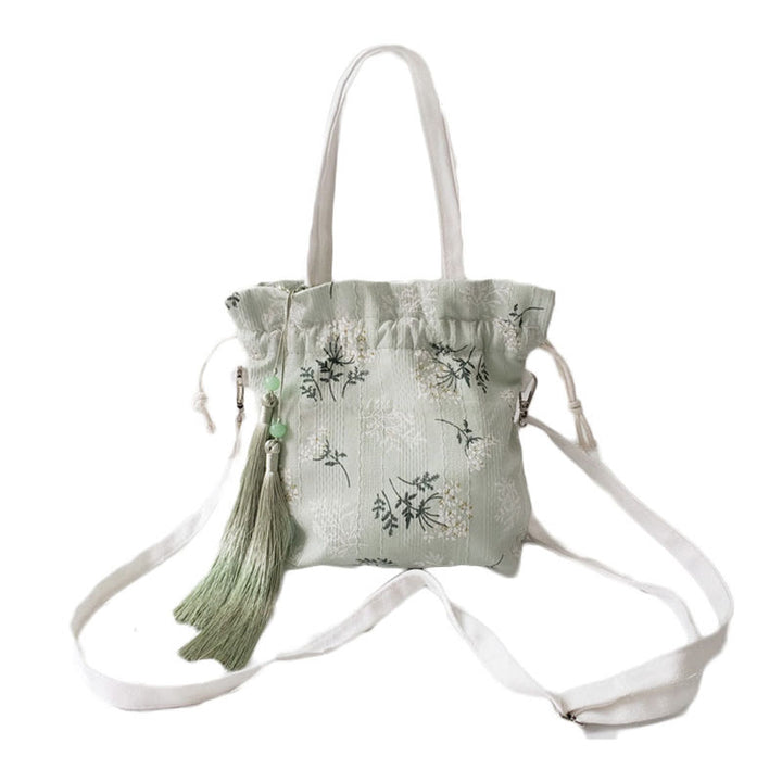 Buddha Stones White Flowers Green Leaves Canvas Tote Crossbody Bag Shoulder Bag Handbag - image 17