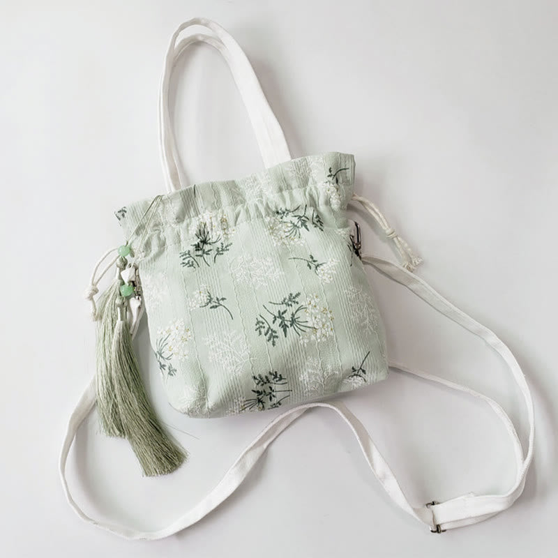 Buddha Stones White Flowers Green Leaves Canvas Tote Crossbody Bag Shoulder Bag Handbag - image 5
