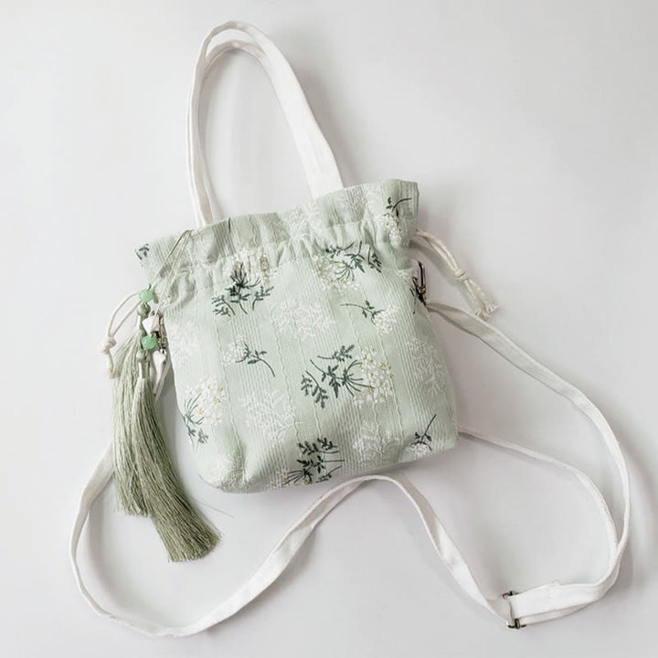Buddha Stones White Flowers Green Leaves Canvas Tote Crossbody Bag Shoulder Bag Handbag - image 5
