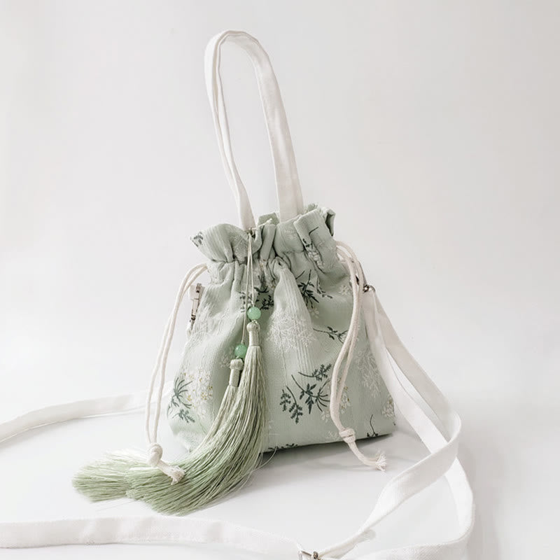 Buddha Stones White Flowers Green Leaves Canvas Tote Crossbody Bag Shoulder Bag Handbag - image 8