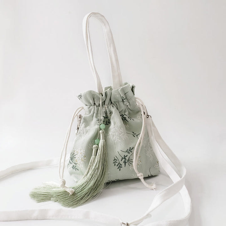 Buddha Stones White Flowers Green Leaves Canvas Tote Crossbody Bag Shoulder Bag Handbag - image 8