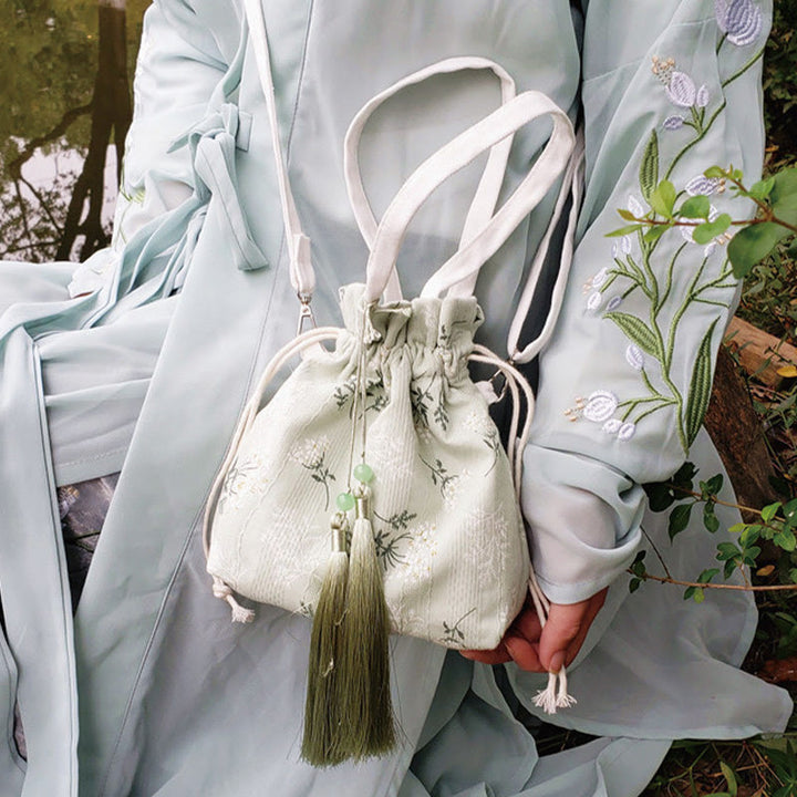 Buddha Stones White Flowers Green Leaves Canvas Tote Crossbody Bag Shoulder Bag Handbag - image 10