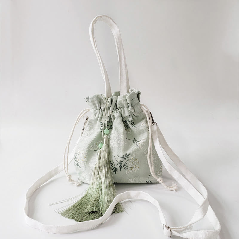 Buddha Stones White Flowers Green Leaves Canvas Tote Crossbody Bag Shoulder Bag Handbag - image 4
