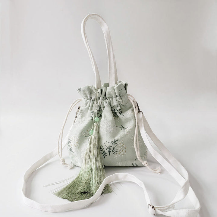 Buddha Stones White Flowers Green Leaves Canvas Tote Crossbody Bag Shoulder Bag Handbag - image 4