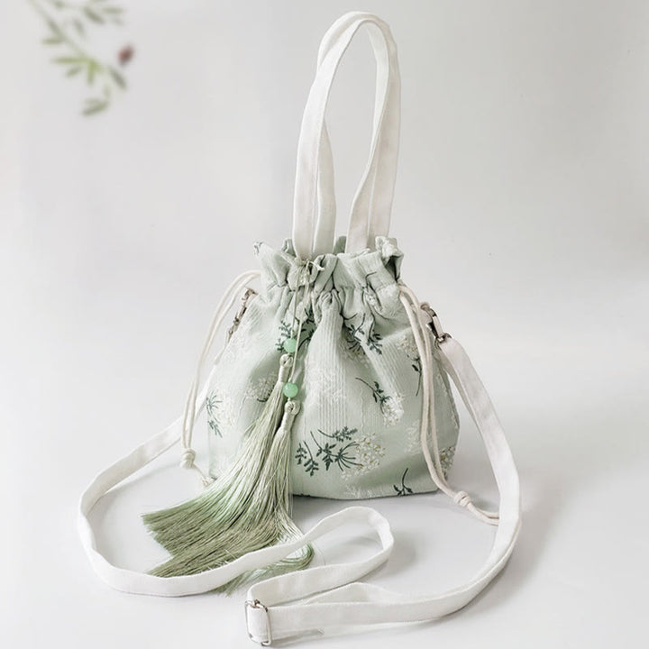 Buddha Stones White Flowers Green Leaves Canvas Tote Crossbody Bag Shoulder Bag Handbag - image 7