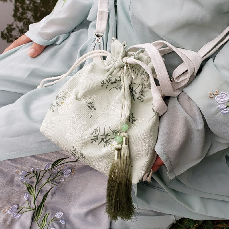 Buddha Stones White Flowers Green Leaves Canvas Tote Crossbody Bag Shoulder Bag Handbag - image 11