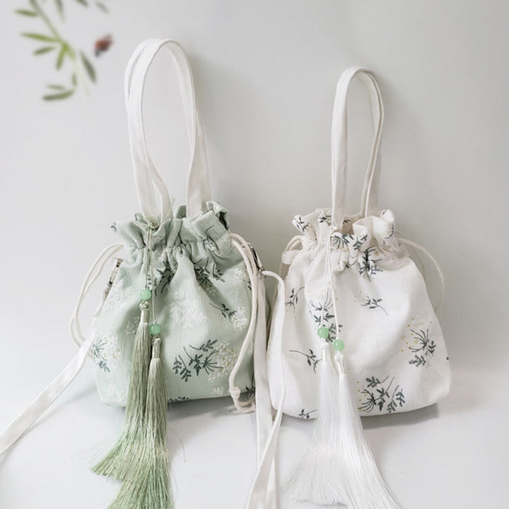 Buddha Stones White Flowers Green Leaves Canvas Tote Crossbody Bag Shoulder Bag Handbag - image 1