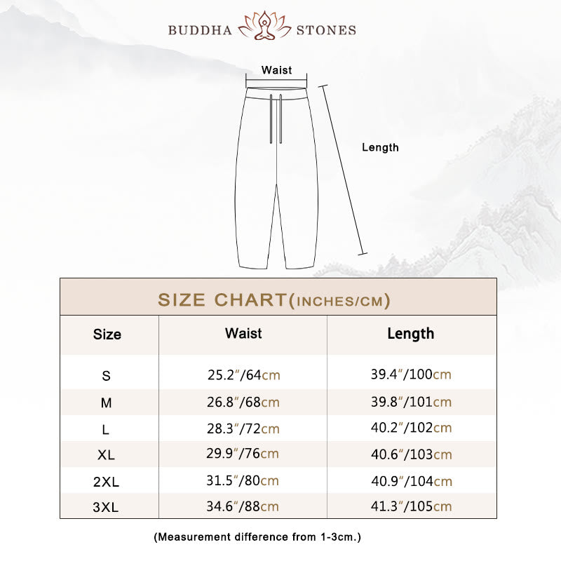 Buddha Stones Casual Solid Color Cotton Linen Drawstring Women's Pants With Pockets - image 3