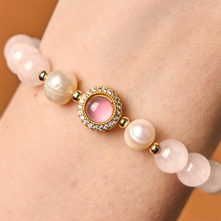 Buddha Stones Pink Crystal Pearl Warmth Bracelet - image 2