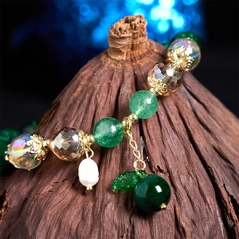 Buddha Stones Natural Green Tiger Eye Beads Green Leaf Positive Bracelet - image 4
