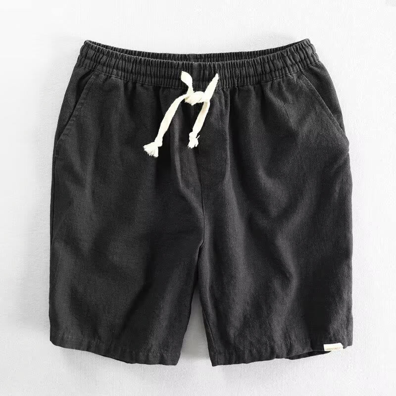 Buddha Stones Drawstring Elastic Waist Cotton Men's Shorts With Pockets - Black - US/UK/AU40，EU50 (3XL) - image 3