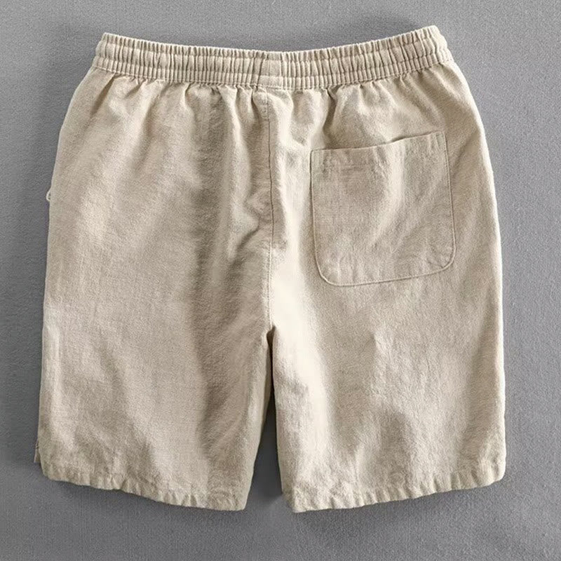 Buddha Stones Drawstring Elastic Waist Cotton Men's Shorts With Pockets - image 13