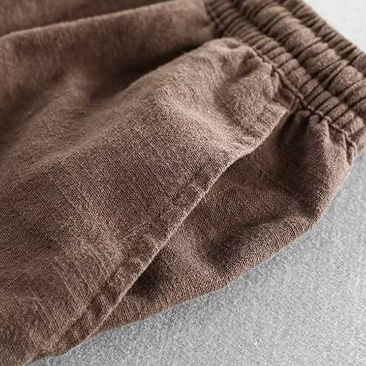 Buddha Stones Drawstring Elastic Waist Cotton Men's Shorts With Pockets - image 6