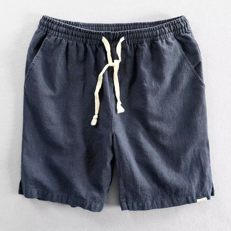 Buddha Stones Drawstring Elastic Waist Cotton Men's Shorts With Pockets - Navy - US/UK/AU40，EU50 (3XL) - image 7