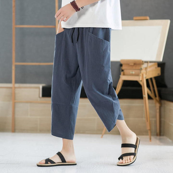 Buddha Stones Summer Men's Solid Color 7-8 Length Drawstring Pants With Pockets - LightSlateGray - US/UK/AU46，EU56 (5XL) - image 21