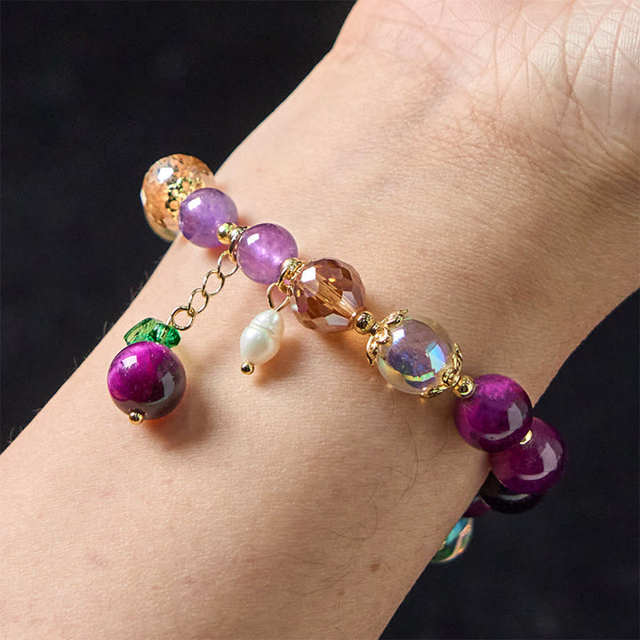 Buddha Stones Natural Red Tiger Eye Purple Tiger Eye Beads Green Leaf Protection Bracelet - image 13