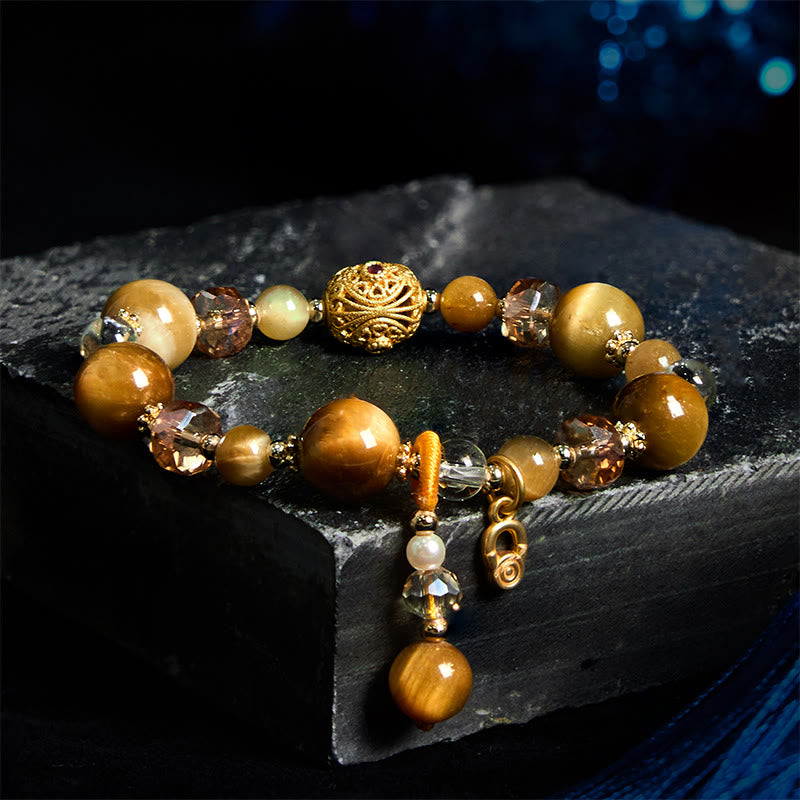 Buddha Stones Natural Tiger Eye Beads Weight Strength Bracelet - Tiger Eye(Wrist Circumference: 15-17cm) - image 0