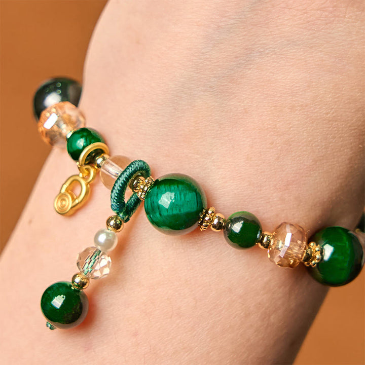 Buddha Stones Natural Red Tiger Eye Green Tiger Eye Beads Weight Balance Bracelet - image 12