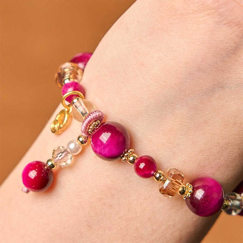 Buddha Stones Natural Red Tiger Eye Green Tiger Eye Beads Weight Balance Bracelet - image 4