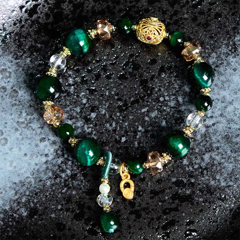 Buddha Stones Natural Red Tiger Eye Green Tiger Eye Beads Weight Balance Bracelet - image 9