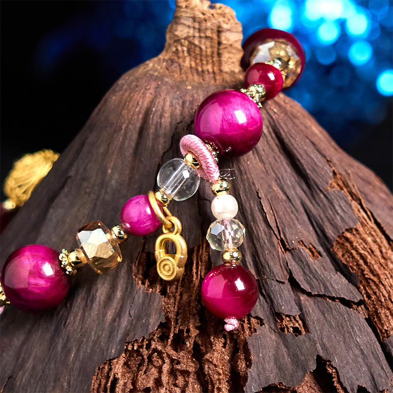 Buddha Stones Natural Red Tiger Eye Green Tiger Eye Beads Weight Balance Bracelet - image 2