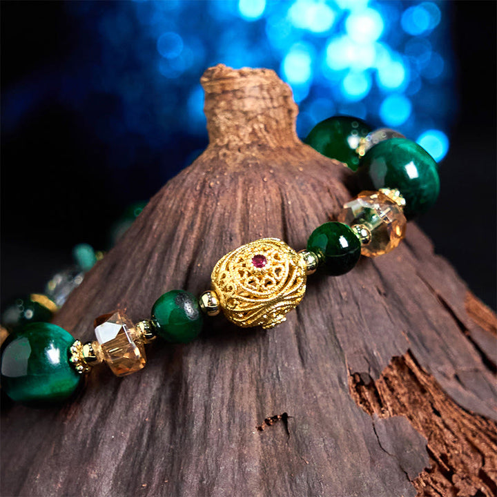 Buddha Stones Natural Red Tiger Eye Green Tiger Eye Beads Weight Balance Bracelet - image 10