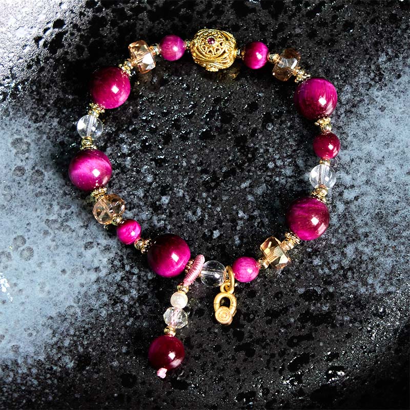 Buddha Stones Natural Red Tiger Eye Green Tiger Eye Beads Weight Balance Bracelet - image 1
