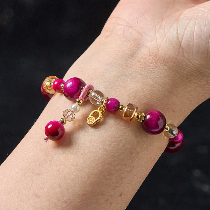 Buddha Stones Natural Red Tiger Eye Green Tiger Eye Beads Weight Balance Bracelet - image 5