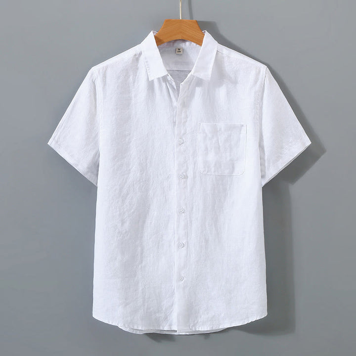 Buddha Stones Summer Casual Pure Color Button Cotton Men's Short Sleeve Shirt WIth Pocket - White - US/UK/AU44，EU54 (4XL) - image 4