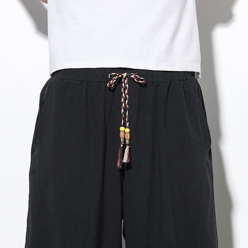 Buddha Stones Casual Summer Drawstring 7-8 Length Linen Men's Harem Pants With Pockets - image 26