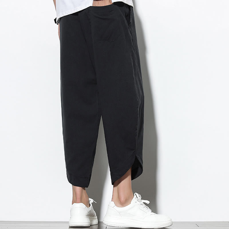 Buddha Stones Casual Summer Drawstring 7-8 Length Linen Men's Harem Pants With Pockets - image 22