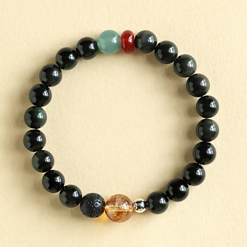 Buddha Stones Natural Black Obsidian Beads Strength Fulfillment Bracelet - 8mm(Wrist Circumference 14-16cm) - image 6