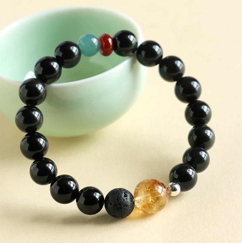 Buddha Stones Natural Black Obsidian Beads Strength Fulfillment Bracelet - 10mm(Wrist Circumference 14-16cm) - image 0