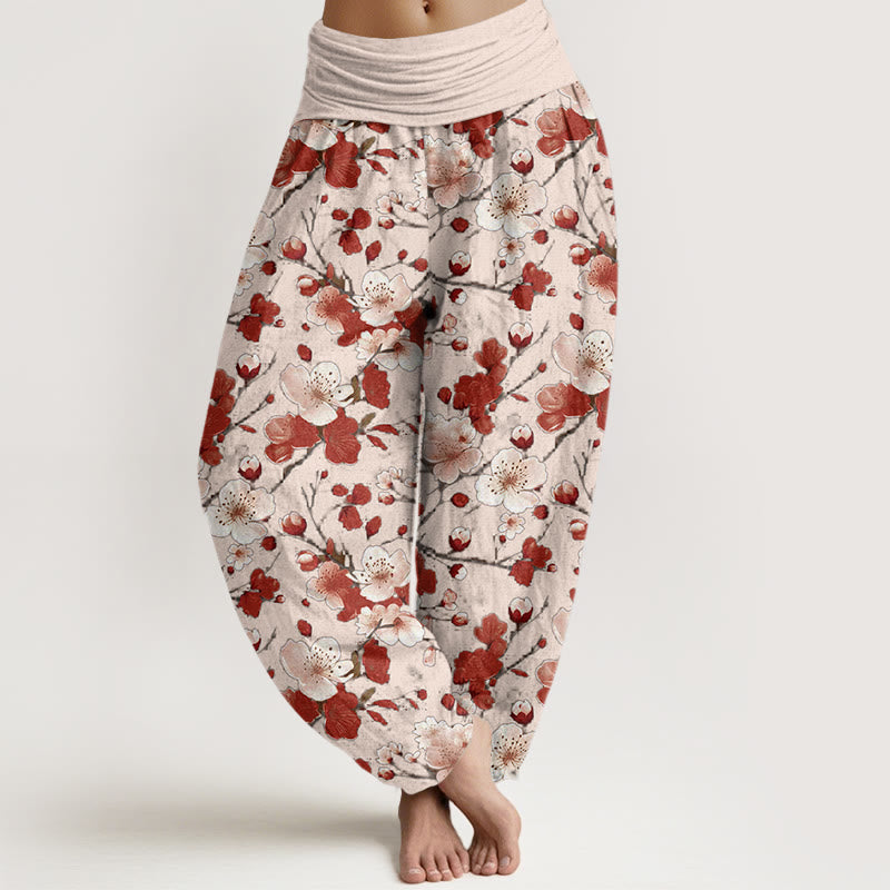 Buddha Stones Pink Red Peach Blossoms Design Women's Elastic Waist Harem Pants - LavenderBlush - US22，UK/AU26，EU54 (6XL) - image 4