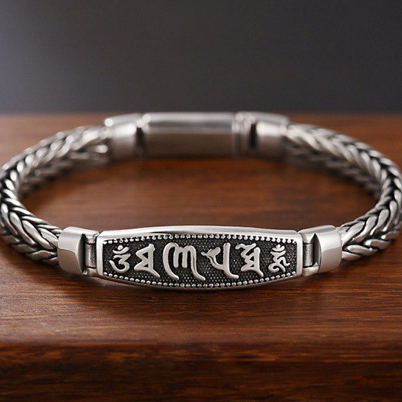 Buddha Stones Tibetan Copper Weave Om Mani Padme Hum Relief Vajra Peace Metal Bracelet - Copper (Wrist Circumference: 18cm) - image 0
