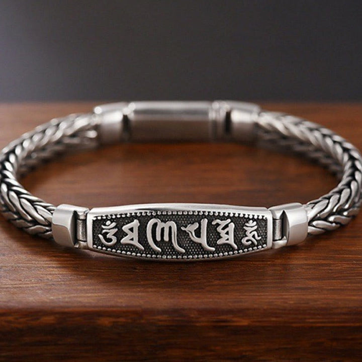 Buddha Stones Tibetan Copper Weave Om Mani Padme Hum Relief Vajra Peace Metal Bracelet - Copper (Wrist Circumference: 18cm) - image 0