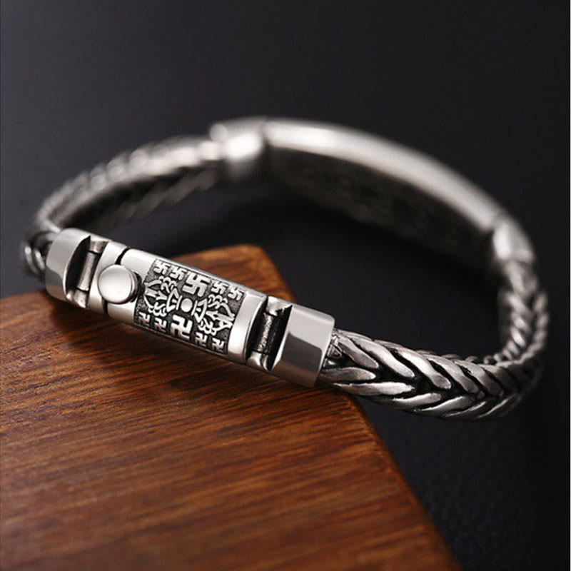 Buddha Stones Tibetan Copper Weave Om Mani Padme Hum Relief Vajra Peace Metal Bracelet - image 2