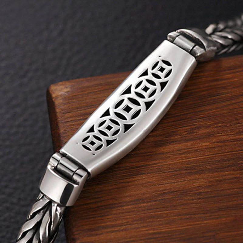 Buddha Stones Tibetan Copper Weave Om Mani Padme Hum Relief Vajra Peace Metal Bracelet - image 10
