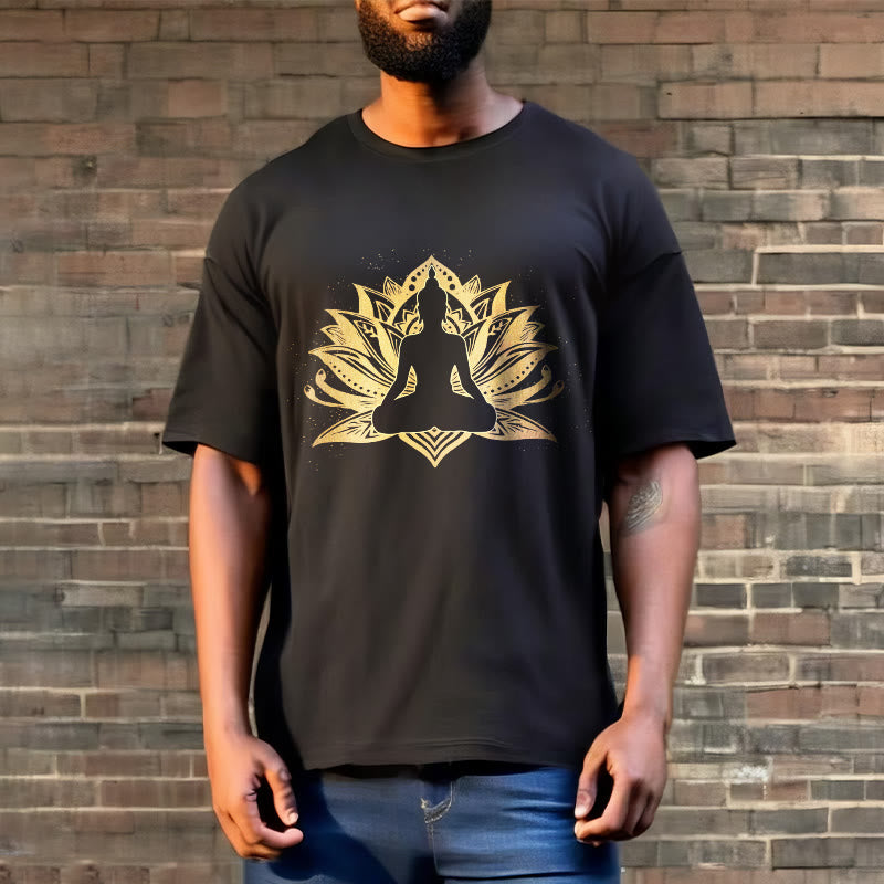 Buddha Stones Golden Lotus Meditation Buddha Tee T-shirt - image 2